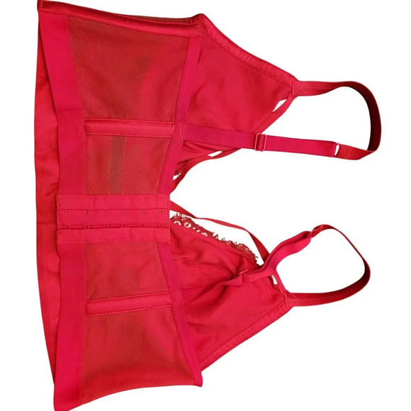 Victoria's Secret Lace Corset Bra Size L Red Adjustable No Underwire with Boning - Picture 4 of 6